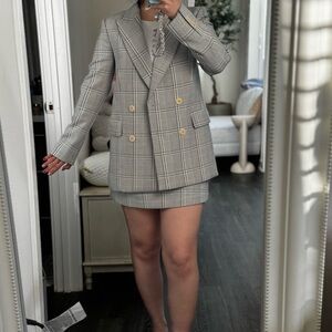 Aritzia WILFRED Margaux Plaid Blazer and skirt, size 00 and size 0